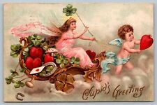 Postcard Cupids Greeting Fairy Riding Carriage Shamrock Valentine c 1911 Chariot for sale  Shipping to South Africa