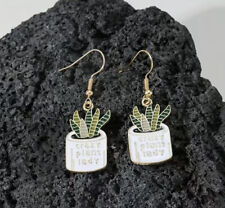 Crazy Plant Lady Earrings cactus dangle‎ Jewelry Gift Succulent Enamel Light for sale  Shipping to South Africa