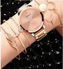 6 peças relógio de quartzo feminino ouro rosa pulseira de aço e conjunto de várias pulseiras comprar usado  Enviando para Brazil