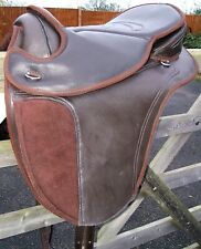 Adult 17" Treeless Saddle English All Purpose Brown Leather & Suede Straight Cut for sale  Shipping to South Africa