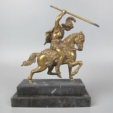 Athena Brass Sculpture Figurine. Greek War Goddess on Horse. Marble Plinth. VTG for sale  Shipping to South Africa