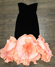 Vestido de coquetel Eugene Alexander Rosette bordado preto floral pêssego EUA 4 comprar usado  Enviando para Brazil