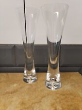 Krosno Champagne Flutes Heavy Bubble Base Signed Pair. 22cm., used for sale  Shipping to South Africa