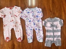 3 Baby Girl 0-3 Month Burt’s Bees Baby Sleepers One Pieces for sale  Shipping to South Africa