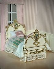 Dollhouse Miniature  French Victorian Child’s 1:12  Ivory Artisa made bed, used for sale  Shipping to South Africa