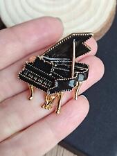 Baby Grand Piano Pin Black Enamel Music Accessory Piano Brooch, used for sale  Shipping to South Africa