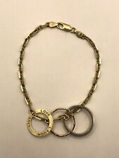 9ct Gold Live Laugh Love Bracelet With Anchor Chain & Rings Thorn Crown Rose K L, used for sale  Shipping to South Africa