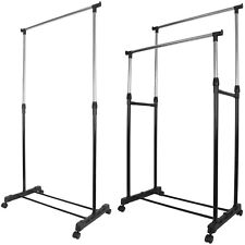 Used, GARMENT RACK SINGLE DOUBLE SILVER BLACK ADJUSTABLE PORTABLE CLOTHES RAIL STAND for sale  Shipping to South Africa