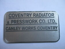 Nameplate coventry radiator for sale  Shipping to Ireland