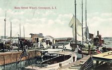 Cartão postal ca 1910 Greenport Long Island NY, Main Street Wharf, usado comprar usado  Enviando para Brazil