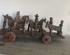 Antiguo juguete primitivo de caballo del siglo XIX con figuras segunda mano  Embacar hacia Mexico