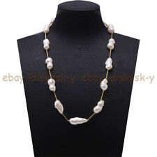 Huge 10-18mm Natural White Freshwater Baroque Double Pearl Beads Necklace for sale  Shipping to South Africa