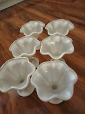6 Vintage Glass Dessert Dishes Frosted Ruffled Tulip Design Made In Italy  for sale  Shipping to South Africa