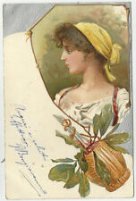 Antica cartolina donna usato  Oliveto Lario