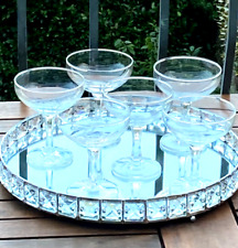 Set 6 Vintage Champagne Saucers Coupe Glasses - Hexagonal Stems - Excellent cond for sale  Shipping to South Africa