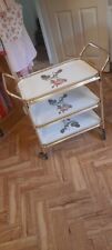 Vintage Bar Cart Drinks Trolley  Buffet Serving Removable Tray rose floral wood for sale  Shipping to South Africa