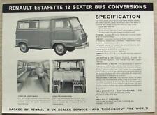 RENAULT ESTAFETTE CARAVAN & 12 SEATER BUS CONVERSION Sales Spec Leaflet c1970 for sale  LEICESTER