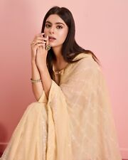 Usado, Indio Pakistaní Ropa Étnico Fiesta Boda Sari Bollywood Sari de Diseño Beige segunda mano  Embacar hacia Argentina