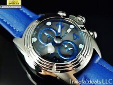 Usado, Raro relógio Invicta masculino 52mm LUPAH cronógrafo mostrador preto tom azul couro SS comprar usado  Enviando para Brazil