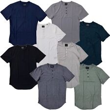 Cuts Clothing Men's Elongated Hem Henley Signature Fit 4-Way Stretch Tee T-Shirt for sale  Shipping to South Africa
