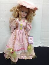 Opportunity Collection Porcelain Doll Jennifer 19" Tall Stand Blonde Curls Pink for sale  Shipping to Canada