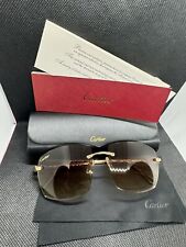 cartier rimless sunglasses big c gold wire/brown lenses, used for sale  Shipping to South Africa