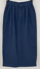 Duck Head Long Modest Navy Blue Cotton Blend pencil Skirt Women's Size 10  B05/3 for sale  Shipping to South Africa
