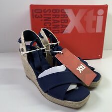 XTI Women's Wedge Heel Ankle Strap Textile Sandal, Size EUR 38, UK 5, Navy, used for sale  Shipping to South Africa