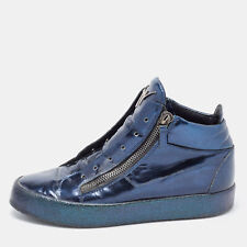 Used, Giuseppe Zanotti Metallic Blue Leather High top Sneakers Size 42 for sale  Shipping to South Africa