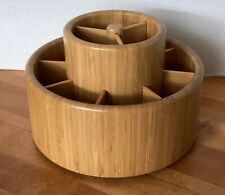 The Pampered Chef Bamboo Lazy Susan Kitchen Utensil Caddy Organizer for sale  Shipping to South Africa