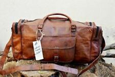 Equipaje de viaje vintage genuino de cuero marrón cabra equipaje de lona fin de semana bolso de noche segunda mano  Embacar hacia Mexico