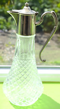 VINTAGE CRYSTAL GLASS DECANTER JUG SILVER PLATED SPOUT AND LID for sale  Shipping to South Africa