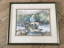 Fishing upstream watercolour for sale  GLOSSOP