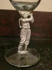 Fort Pewter Golfer Wine/Water Glass Male Golf Gift Collector Vintage 7" Tall, used for sale  Shipping to South Africa