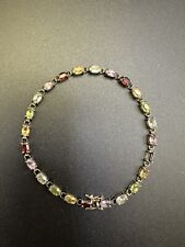 Vintage 10K Yellow Gold Tennis Style Bracelet With Multi Colored Gem Stones 7" for sale  Shipping to South Africa