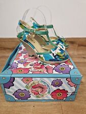 Poetic Licence blue & green wedges size 39 UK 6 strappy bow weave Behave Your for sale  Shipping to South Africa