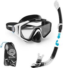 Usado, Conjunto de snorkel Seaview 180° Kradan. Máscara de mergulho WideView panorâmica vidro temperado - comprar usado  Enviando para Brazil