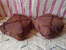 set of 2 poufs Square Pouf Ottoman 24 x 24 x 8 INCHES_ Moroccan pillow cover for sale  Shipping to South Africa