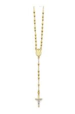 14K Solid Yellow Gold 3mm Beads Rosary Necklace Virgin Mary Rosario Collar Oro for sale  Los Angeles