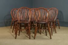 Antique Set of 12 Victorian Ash & Elm Windsor Kitchen Chairs (c 1890 - 1930) for sale  Shipping to South Africa