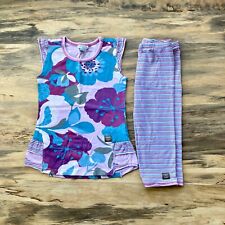 Naartjie Girls Size 7 Zaza Top & Leggings Set Floral Striped Purple Blue for sale  Shipping to South Africa