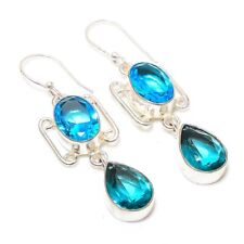 Swiss Blue Topaz Gemstone 925 Sterling Silver Jewelry Earring 2.21 " t968 for sale  Shipping to South Africa