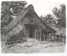 Oryginalna akwaforta Vogeler-Uhl, Erna stary drewniany dom na sprzedaż  PL