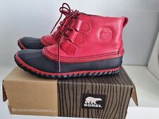 SOREL LEATHER FRONT LACES RED 38 7.5 $250 ANKLE BOOTS WOMEN for sale  Shipping to South Africa