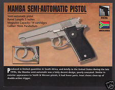PISTOLA SEMIAUTOMÁTICA MAMBA 9 mm pistola sudafricana armas de fuego clásicas tarjeta fotográfica segunda mano  Embacar hacia Argentina