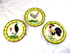 Young's Heartfelt Kitchen Creations Rooster Plates Set Of 3 Wall Mounts On 2, used for sale  Springfield