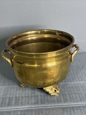 Vintage Brass Cauldron Pot Footed With Handles Small Planter Plant Pot 10.5 Cm H for sale  Shipping to South Africa