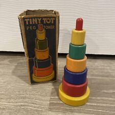 Vintage 1930s Jaymar Tiny Tot Peg Tower Wooden Toy with Original Box for sale  Shipping to South Africa