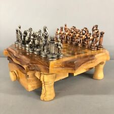 Wooden Pewter Chess Set 32x Pieces Drawers Storage Board 21cm Strategy Game -CP for sale  Shipping to South Africa