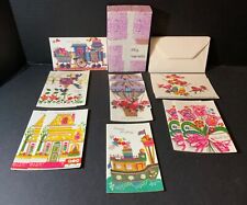 VTG Blank Note Cards (12) Pictures Look Dimensional Fabric Yarn Birds House Boat for sale  Shipping to South Africa